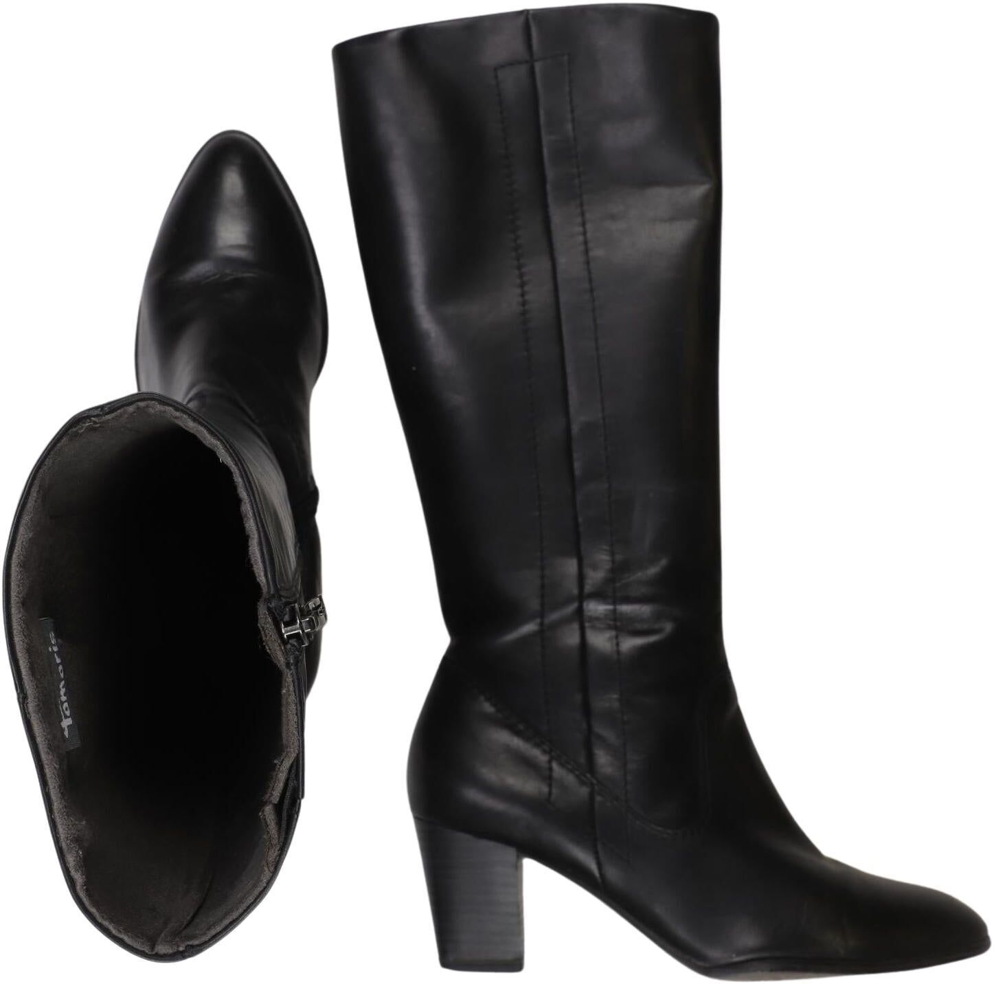 Tamaris Damen Stiefel, Schwarz, Gr. EU 37, Leder - Second Hand
