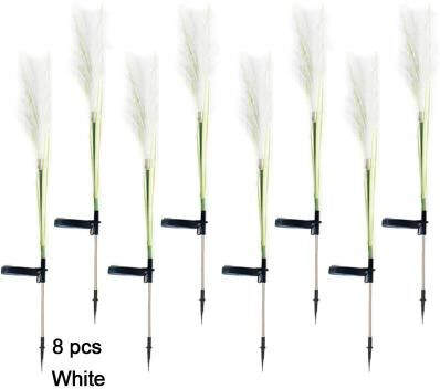 Uplift Picks Solar Reed Garden Lights For Warm Swaying Outdoor Lawn Landscape Decor white (8 Pcs)