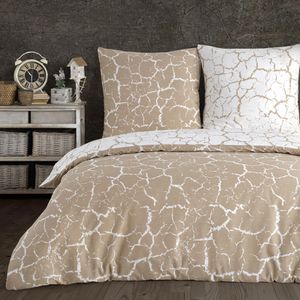 Buymax Bettwäsche Mercer, beige, weiß, Renforcé, 2 Kissenbezüge 80x80 cm und ein Bettbezug 200x220 cm