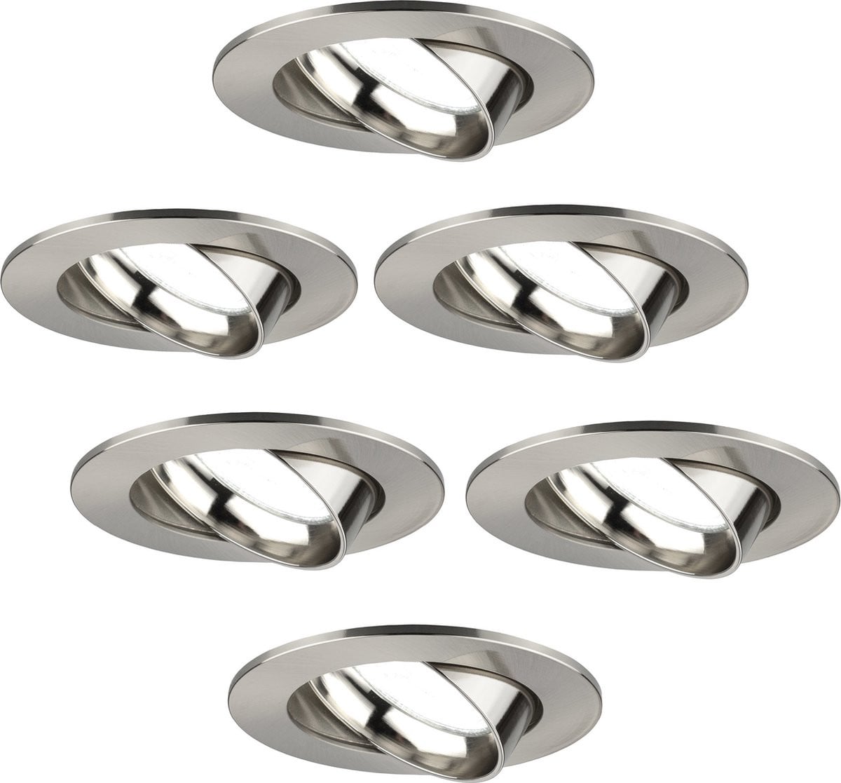 Ledvion Rio Set van 6 LED Inbouwspots - RVS - Dimbaar - 3W - 6500K - Ø85 mm