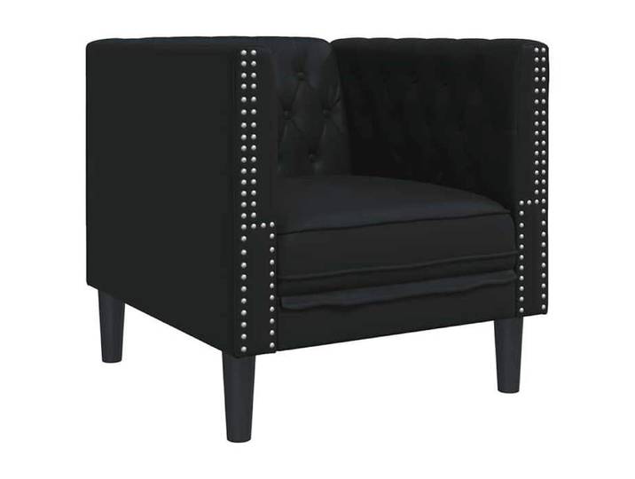 Fauteuil Chesterfield noir similicuir Cadre robuste et stable &1180
