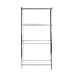 Hendi Regal Profi, Metall, 91 x 45.5 x 183 cm, mit 4 Gitterböden, silber