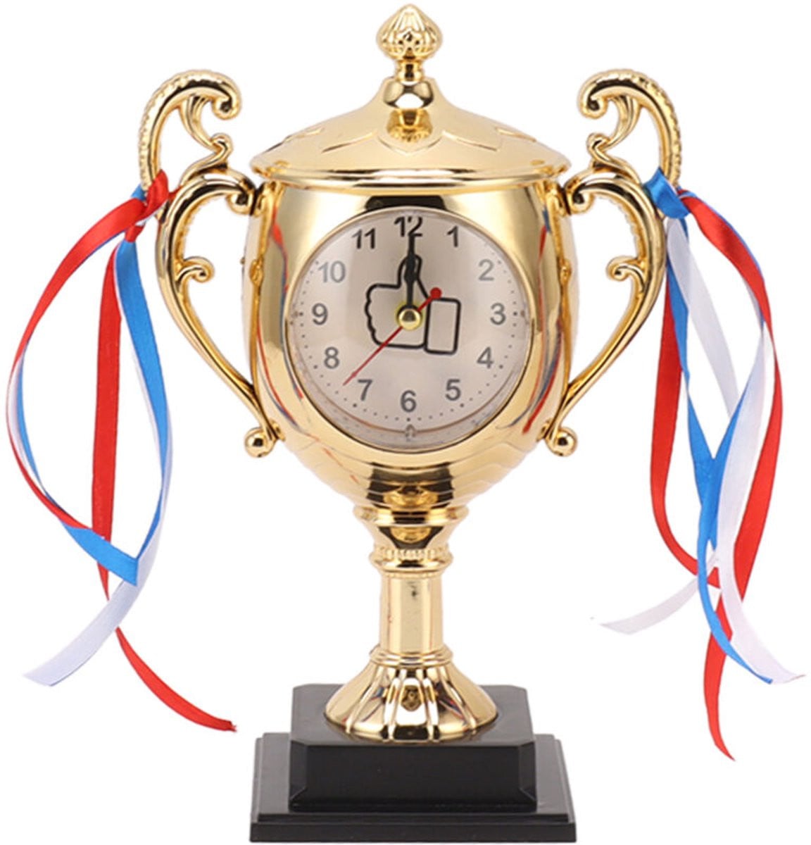 Vintage bureauwekker met trofee-ontwerp in goudkleur
