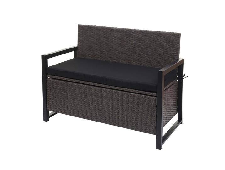 POLY-RATTAN 2ER SITZBANK Grau, Schwarz