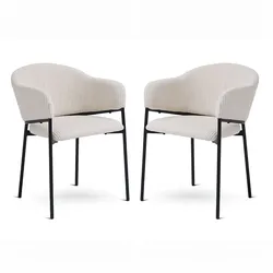 RATTATAN Set aus 2 Stühlen aus breitem Cord-Velours mit Armlehnen, Metallgestell, modernes Design für Küche, Esszimmer, Restaurants – Grace/Butter