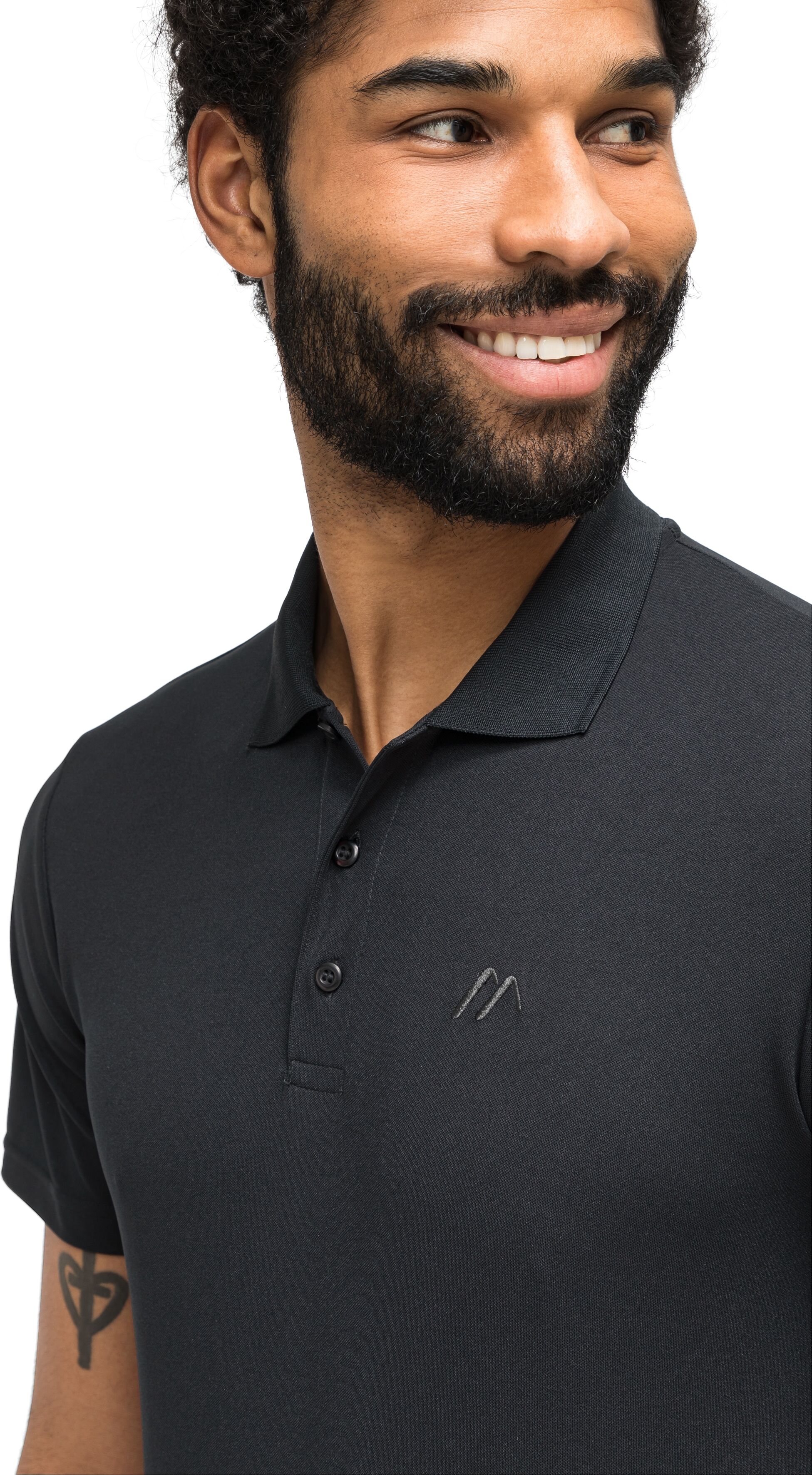 Poloshirt MAIER SPORTS "Ulrich", Herren, Gr. M, schwarz, 100% Polyester, Rundhals, Shirts Poloshirt, Herren Polo kurzarm, leichtes Shirt, Funktionsshirt mit Kragen Reg Fit schwarz M