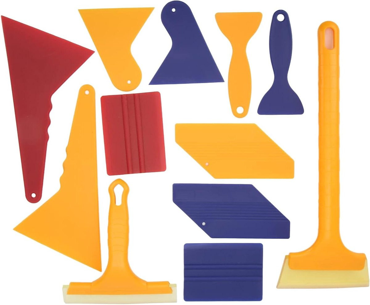 Complete set raamfolie gereedschap voor het aanbrengen van auto folie, 12 stuks, multicolor