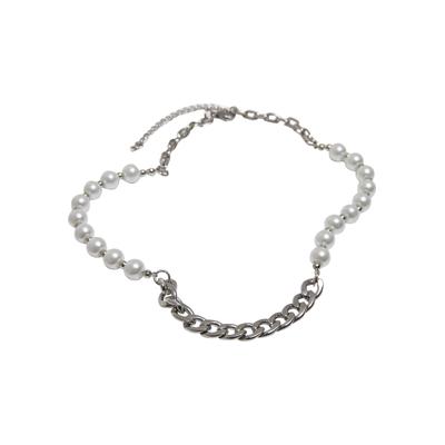 Edelstahlkette URBAN CLASSICS "Urban Classics Unisex Pearl Various Chain Necklace", weiß (silber), Halsketten, Herren, onesize, Eisen, Edelstahlkette