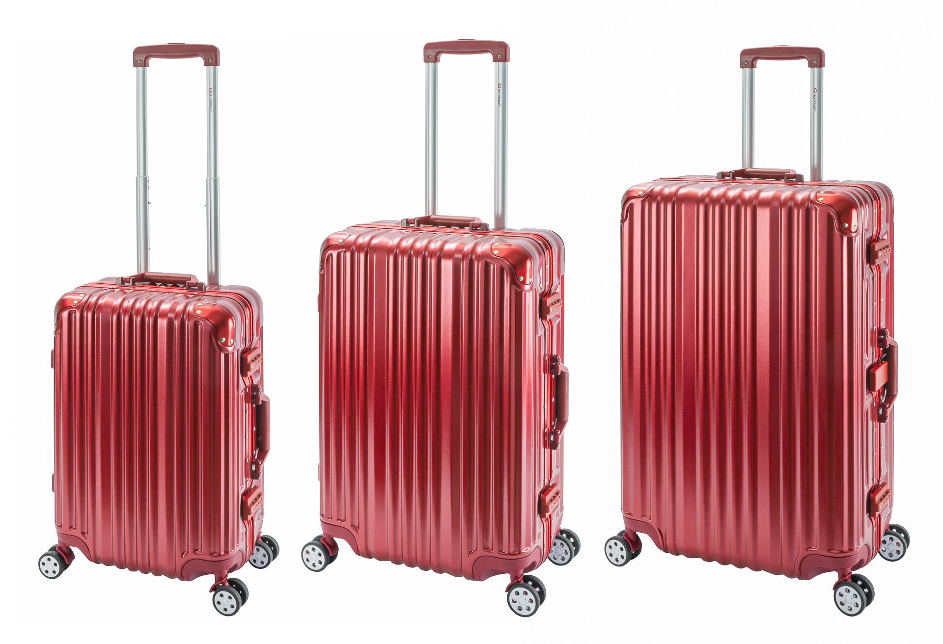London | 3er Koffer Set | Trolleys 4 Rollen | Polycarbonat Hartschale | Alu-Rahmen | Handgepäck + Reisekoffer M + L