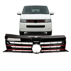 Kühlergrill ohne Emblem Rot Streifen passend für VW Transporter Multivan T5 09-15