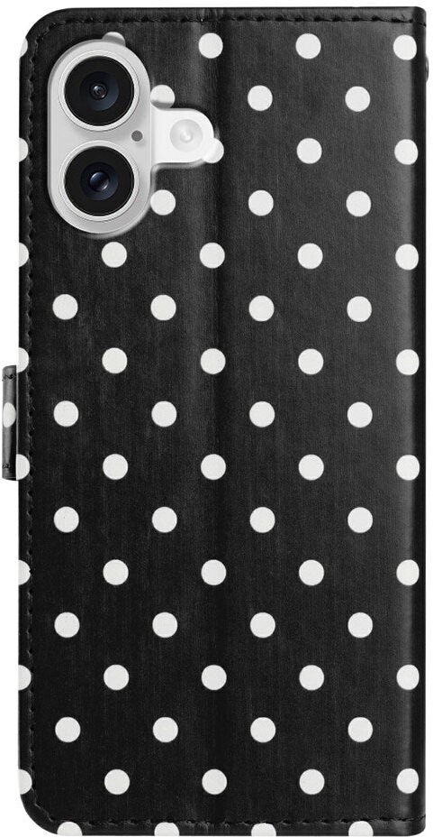 EIDERWOOD iPhone 17 Kunstlæder Flip Mobil Cover m. Polka Design - Sort