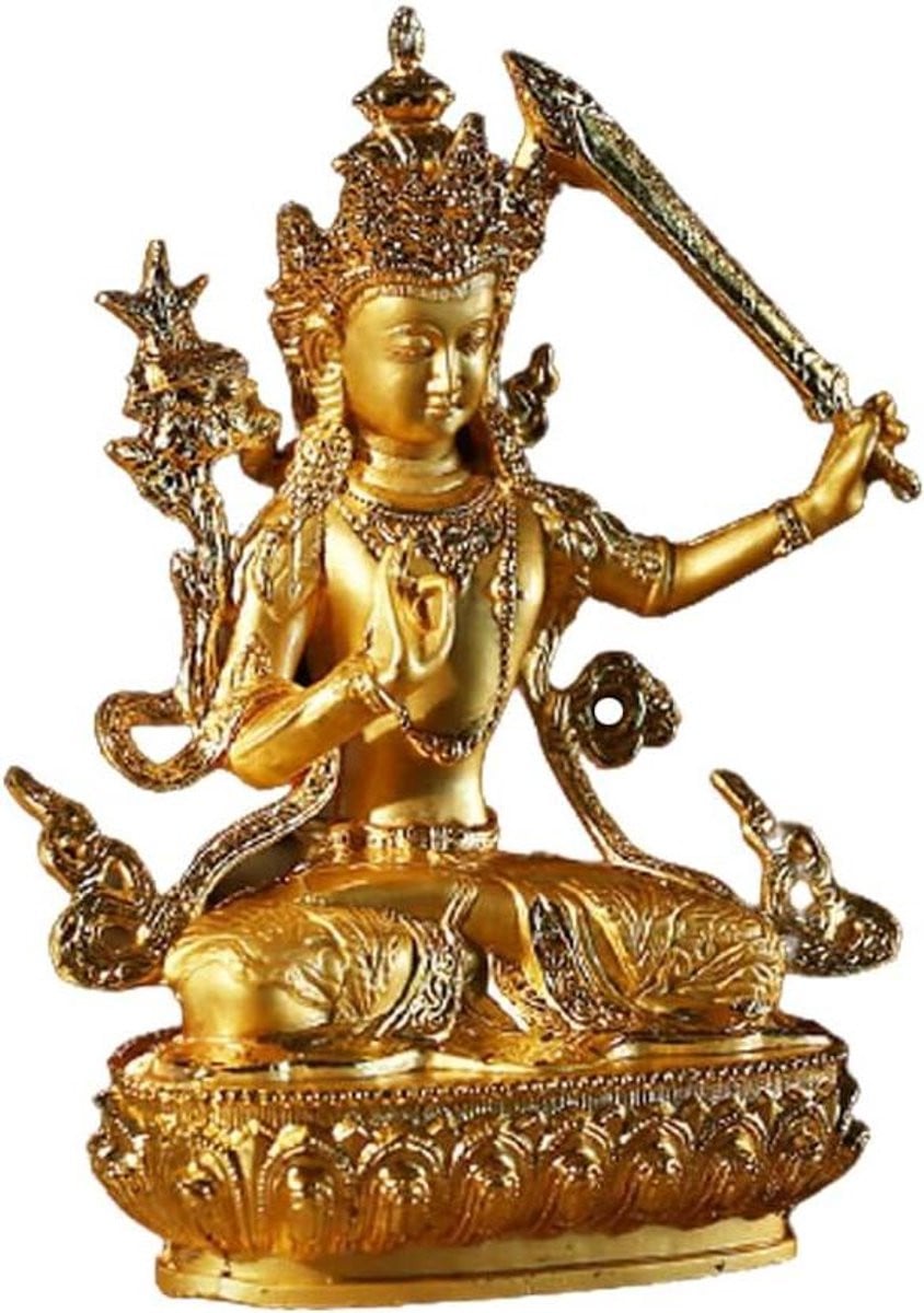 Handgemaakt Boeddha Standbeeld Decoratief Beeld in Goud, Hoogte: 145 cm