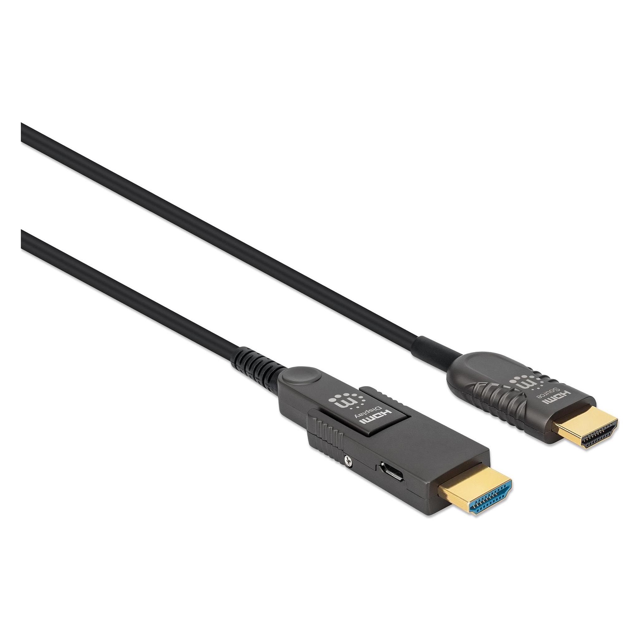 Manhattan Aktives optisches High Speed HDMI-Glasfaserkabel mit abnehmbarem Stecker (100 m) (355551)