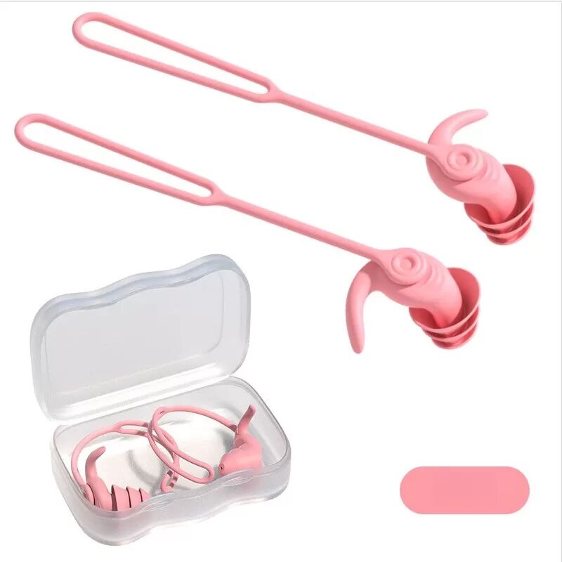 INF Wasserdichte Schwimm-Ohrstöpsel mit Kordel – Anti-Verlust-Design Rosa