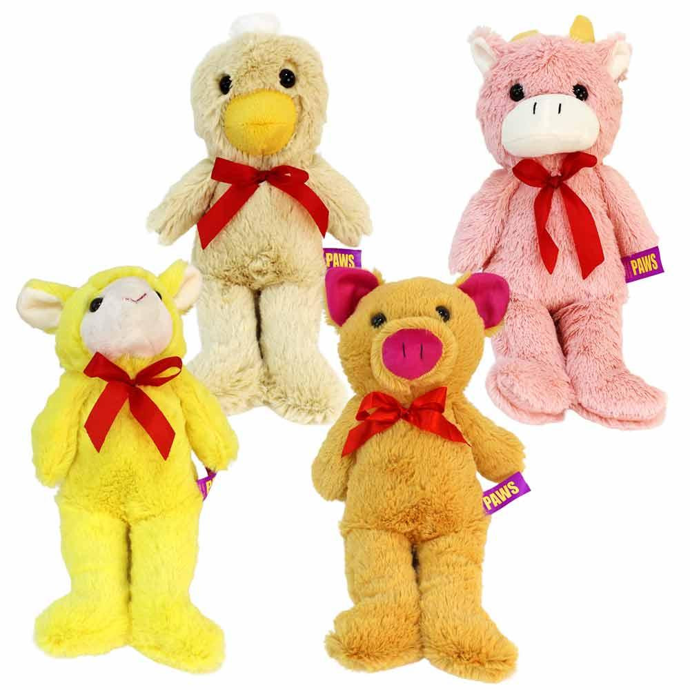 Whitehouse Leisure Set van 4 Pluche Farmdieren met Strik, ca. 32 cm