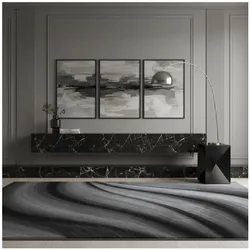 Teppich Kurzflor ASPEN in Schwarz, mit abstraktem Wellenmuster, 240 x 340 cm