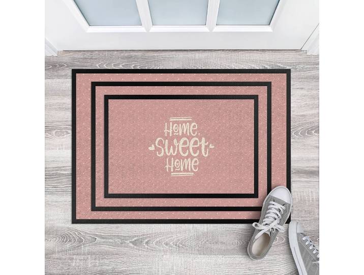 Fußmatte Home Sweet Home Polkadots 60 x 40cm Pink/Rosa