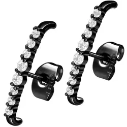 Chirurgenstahl Ohrstecker BOGEN + 8 EINGEFASSTE KRISTALLE