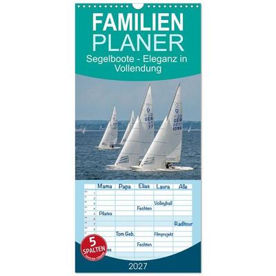 Familienplaner 2027 - Segelboote - Eleganz in Vollendung mit 5 Spalten (Wandkalender, 21 x 45 cm) CALVENDO