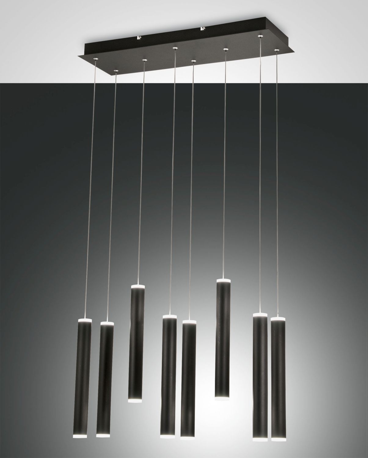 Fabas Luce 8er-LED-Pendelleuchte PRADO schwarz 60x20cm 3685-46-101 8019282533450