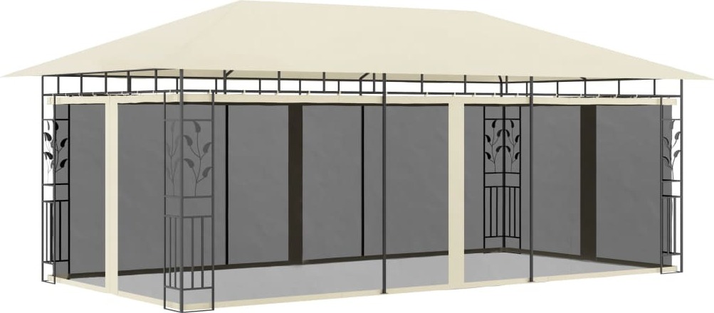 Pavillon mit Moskitonetz 6x3x2,73 m Creme