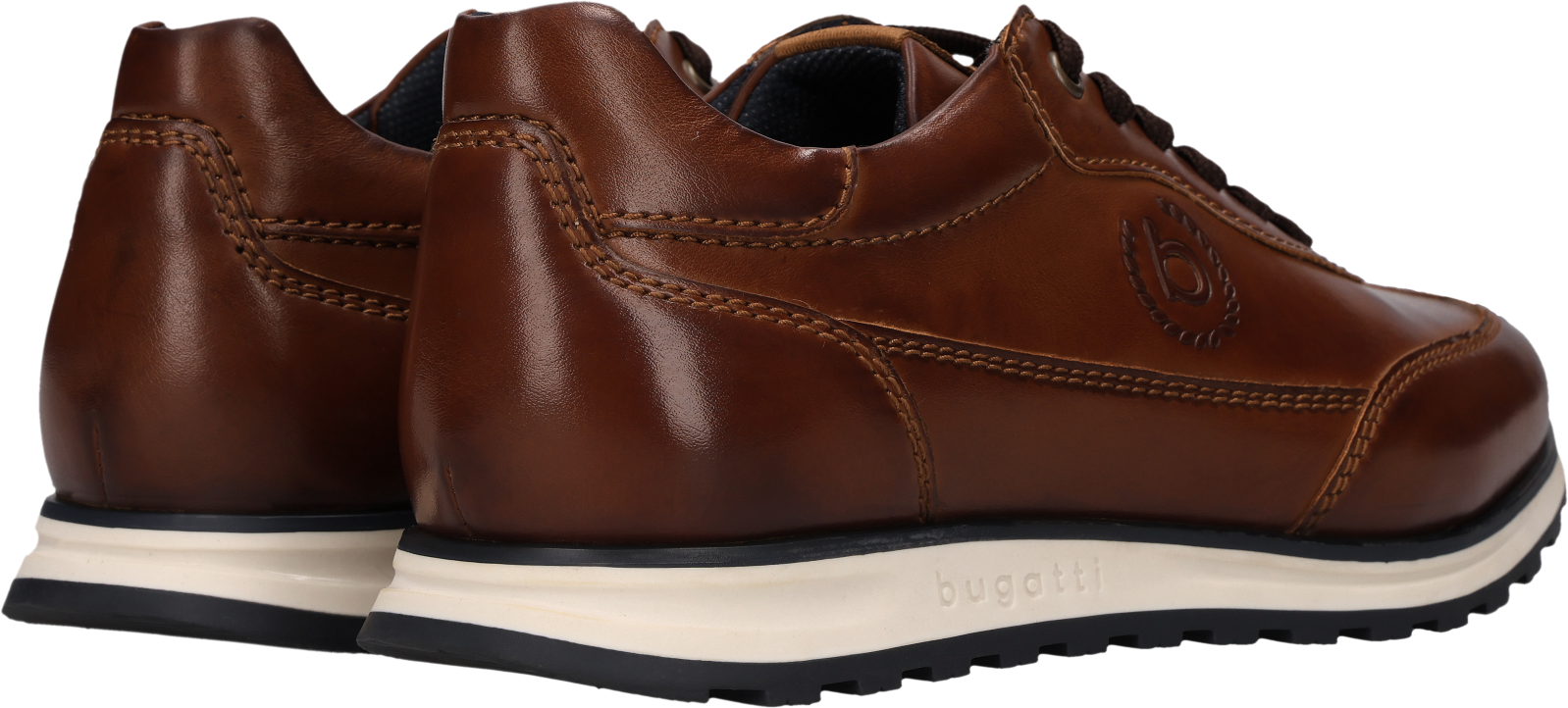 Sneaker BUGATTI, Herren, Gr. 41, Textil, braun (cognac), Lederimitat, Schuhe Sneaker, Schnürschuh, Halbschuh, Business-Sneaker zum Schnüren