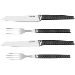 Steakchamp Steak-Set Prime Rib, 2 Gabeln, 2 Messer, Besteck, Schwarz, Silber