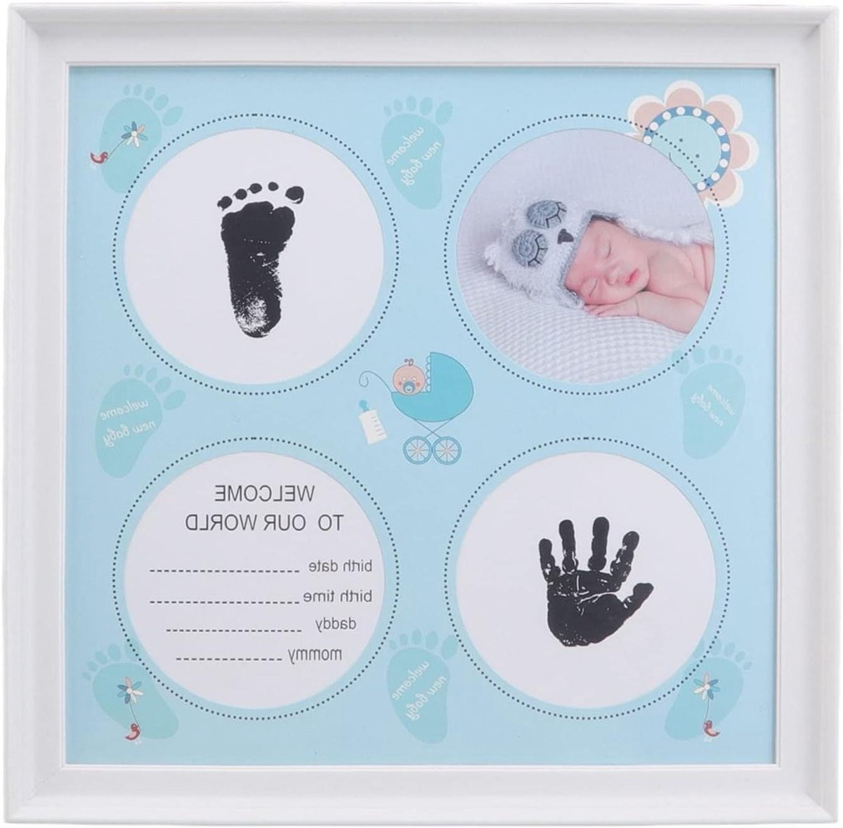 Baby Handafdruk en Voetafdruk Kit - Baby Aandenken Frame met Inkt - 29 x 29 cm