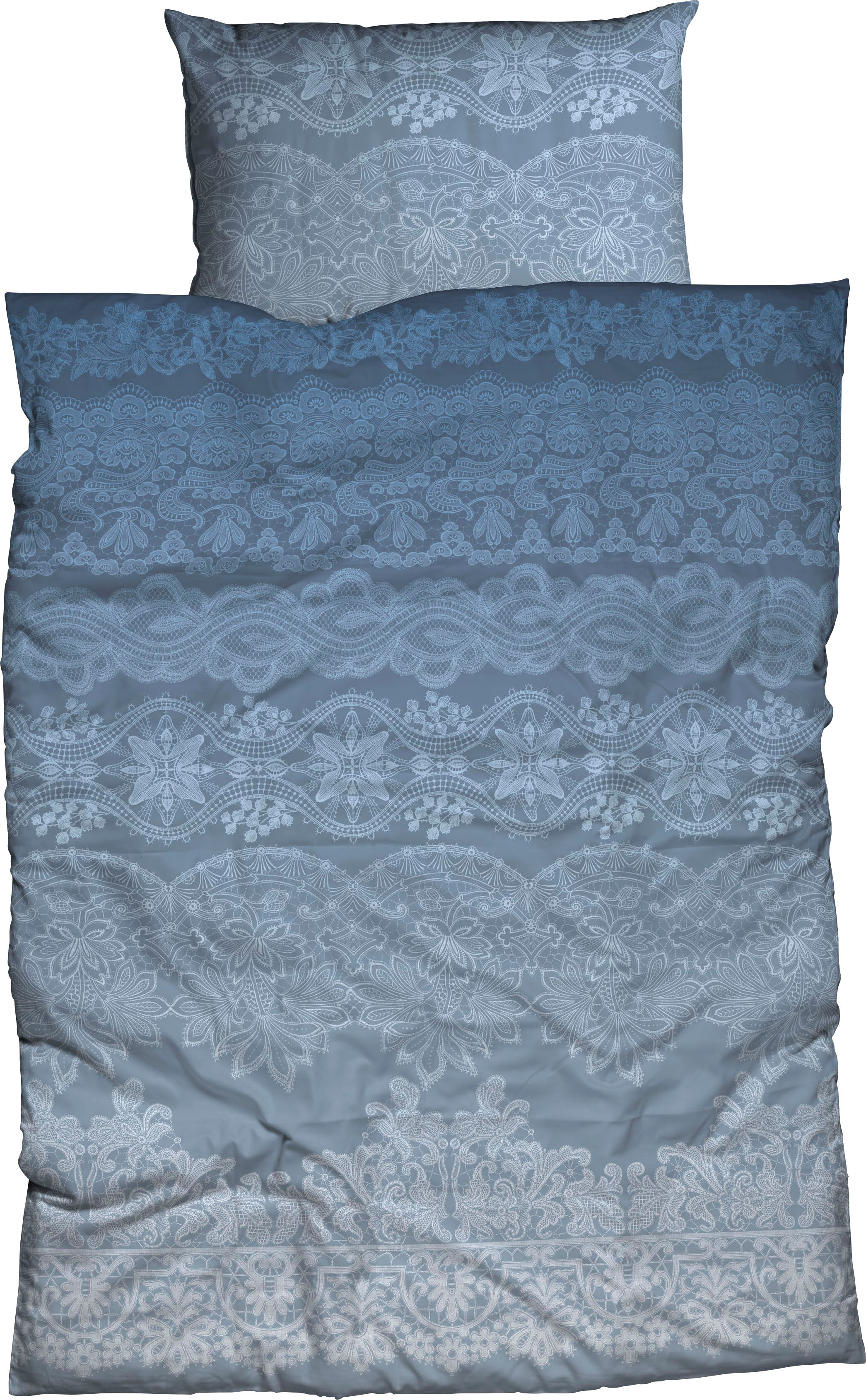 Bettwäsche CASATEX "Demir", blau (royal blau), B/L: 155cm x 220cm, 1 Stk., 1 Stk., Satin, B/L: 80cm x 80cm, 2 Stk., Satin, Obermaterial: 100% Baumwolle, Bettwäsche, Bettwäsche, mit moderner Ornamentik