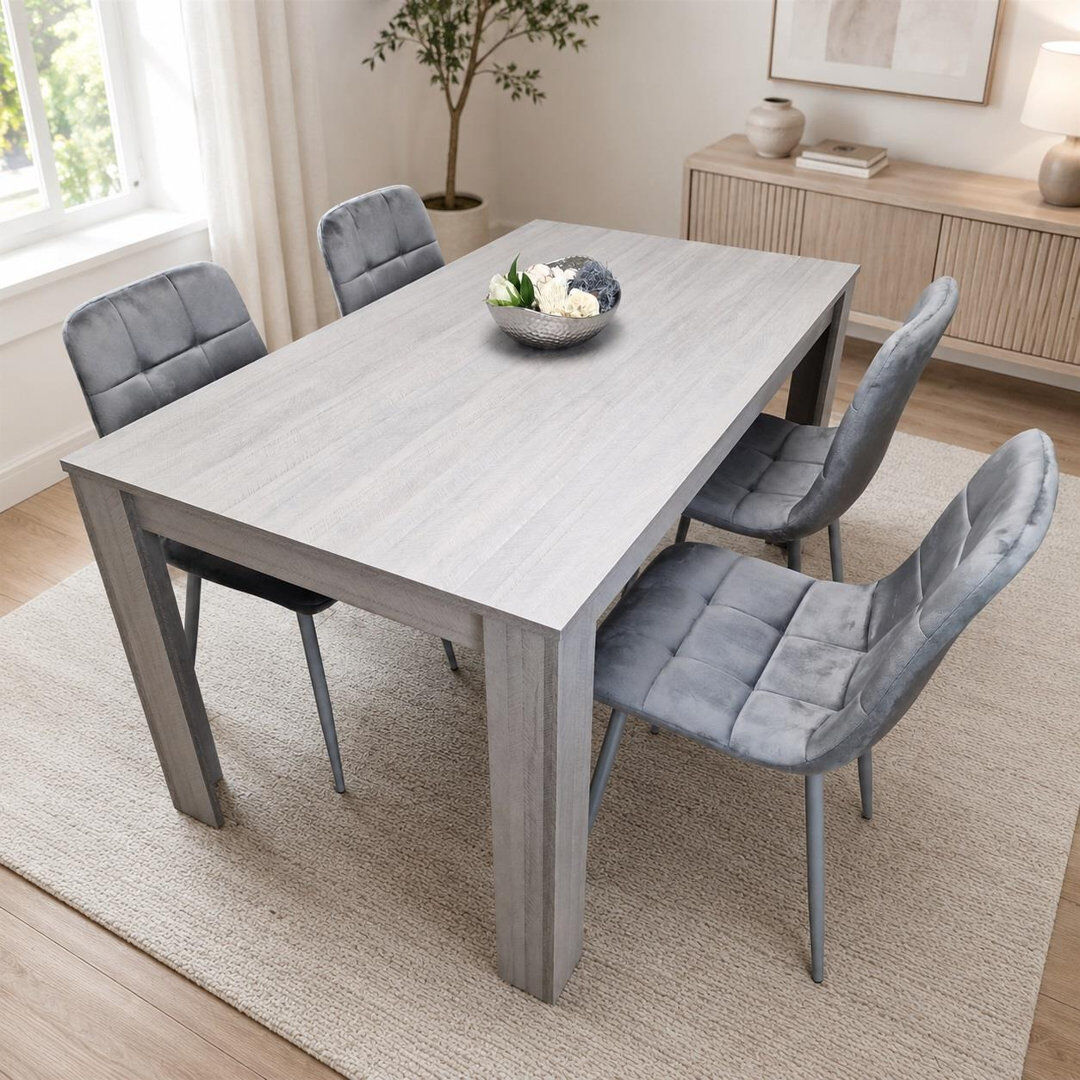 17 Stories 4 -Person Dining Set Grey 75 x 117 x 77 cm