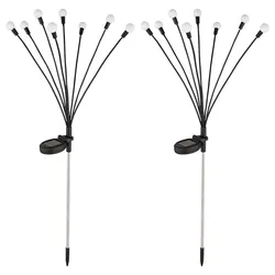 Solarlampe Außenleuchte Gartenlampe Dekoleuchte Stecklampe mit RGB Farbwechsel, Edelstahl Kunststoff schwarz, Akku, 8x RGB LED 0,06W, H 70 cm, 2er Set