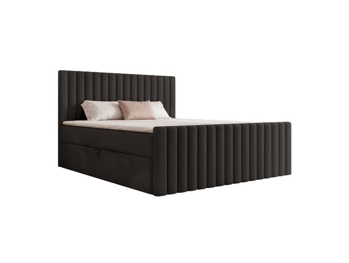 Lit boxspring en velours 180x200 cm, marron foncé