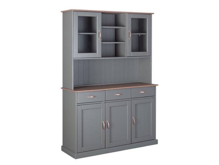 Buffet Niclas 6.1 Massivholz grau/braun 131x190x45 cm