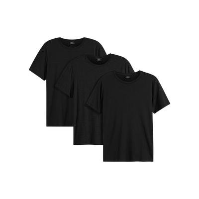 T-Shirt BONPRIX "T-Shirt (3er Pack)", Herren, Gr. 60/62 (XXL), schwarz (schwarz, schwarz, schwarz), Obermaterial: 100% Baumwolle, regular fit, Shirts T-Shirt, bequemer Regular Fit, Rundhalsausschnitt, leichte Stoffqualität