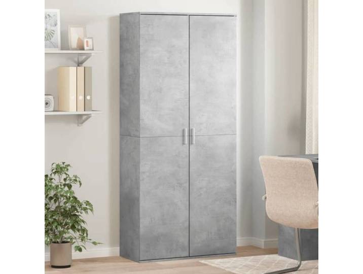 Gris Buffet haut gris béton 80x35x180 cm bois d'ingénierie - Meuble Rangement LV28620
