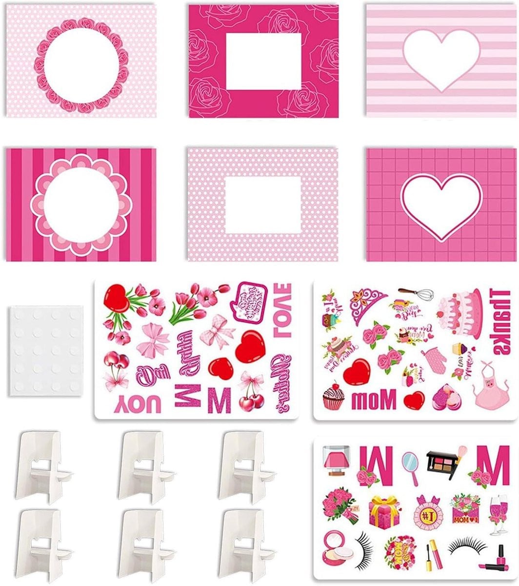 Set van 6 multicolor handgemaakte familie fotolijsten voor creatieve decoratie