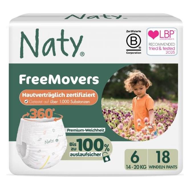 Naty Bio-Windelhöschen (Gr. 6, Tragepack, 18 Stk.) (7330933031332)