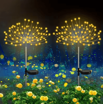 Inspire Curations Solar Firework Dandelion Lights Waterproof Outdoor Garden Stake warm 60led