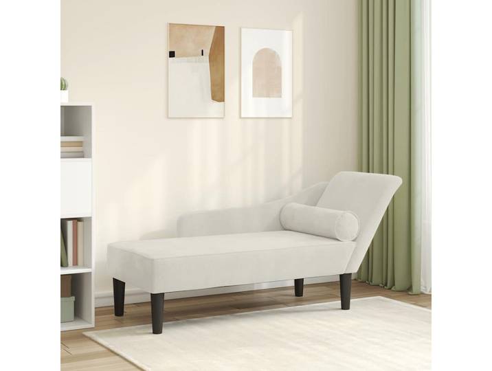vidaXL Chaiselongue, Chaiselongue mit Kissen Creme Samt