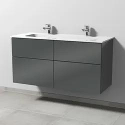 Sanipa 3way Waschtisch-Set mit Keramik-Waschtisch Design und Unterbau, Anthrazit-Glanz, SF48379 SF48379
