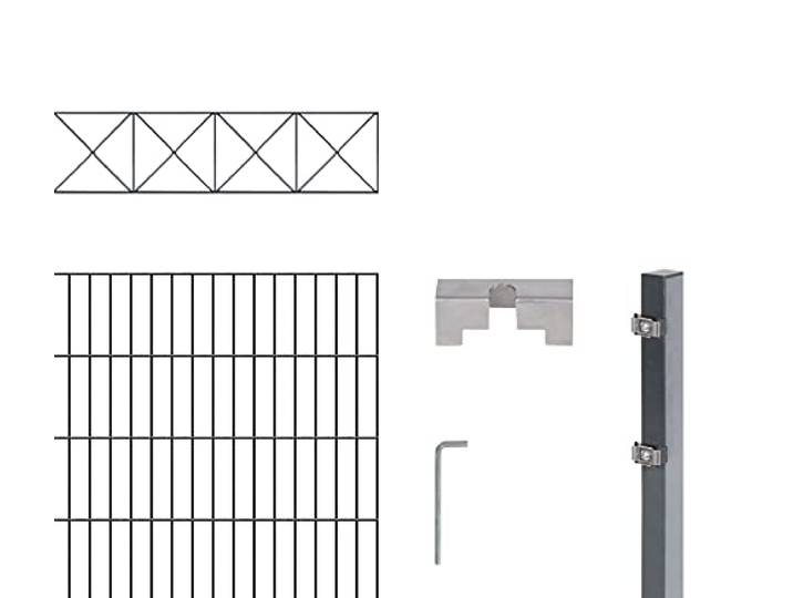Alberts 668600 Doppelstabmattenzaun »Nexus« als 32 tlg. Zaun-Komplettset verschiedene Längen und Höhen kunststoffbeschichtet, anthrazit Höhe 140 cm Länge 12 m