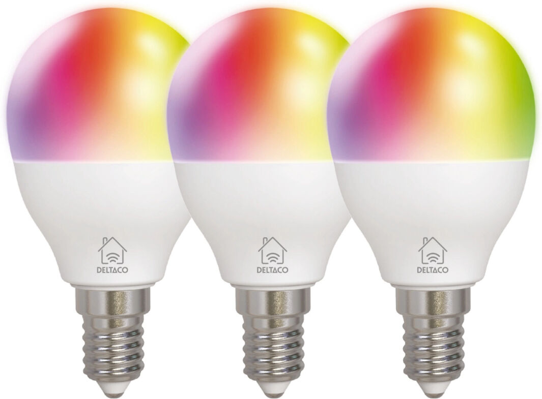 Deltaco Smart Home Rgb-Lampor, E14, G45, 5w, Miniglob, 3-Pack
