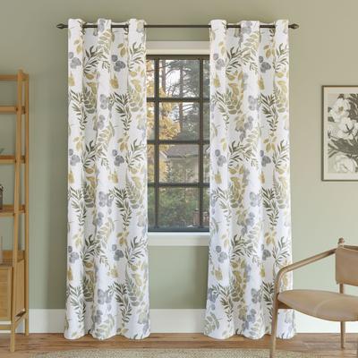 Sun Zero Remi Floral Leaf Print Blackout Grommet Curtain Panel, Single Panel