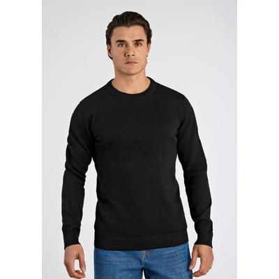 Strickpullover LINDBERGH "Strickpullover Relaxed Fit", Herren, Gr. S, schwarz, Obermaterial: 100% Baumwolle, Rundhals, Pullover Strickpullover