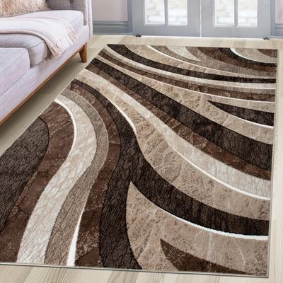 Teppich OTTO HOME "Livil, modernes Wellen-Design" Gr. 3, braun, B:120cm H:8mm L:180cm, Kunstfaser, Teppiche, Teppich, 3D-Effekt, Kurzflor, Wohnzimmer, Esszimmer, Schlafzimmer