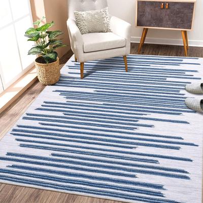Garvee Modern Horizontal Stripe Washable Area Rug