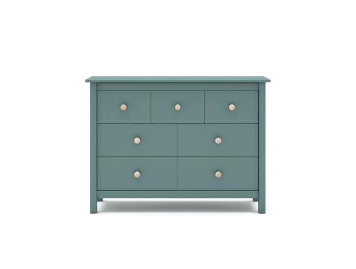 Calicosy Kommode Camille mit 7 Schubladen, grün lackiert, L110 cm