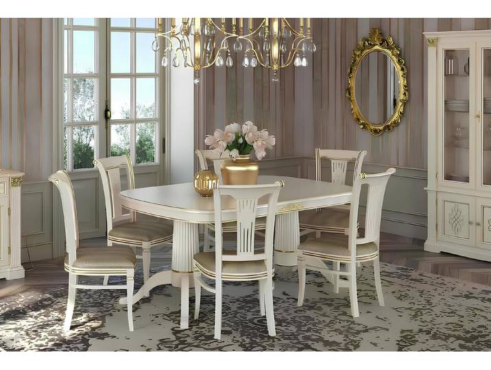 JVmoebel Esszimmer-Set Essgruppe aus Holz in Weiß mit komfortablen Stühlen und Tisch, (Esszimmer-Set, Küchen-Set), Made in Europa