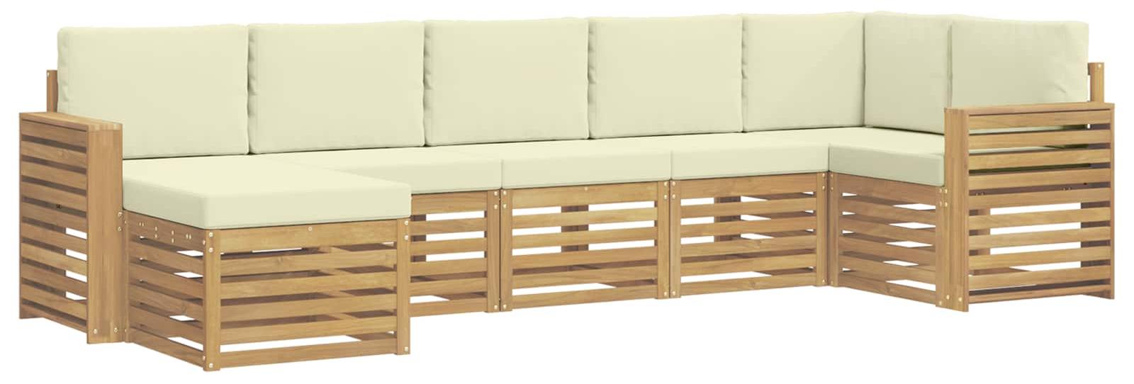 Outdoor-Sofagarnitur 7 stk. Weiß und Creme