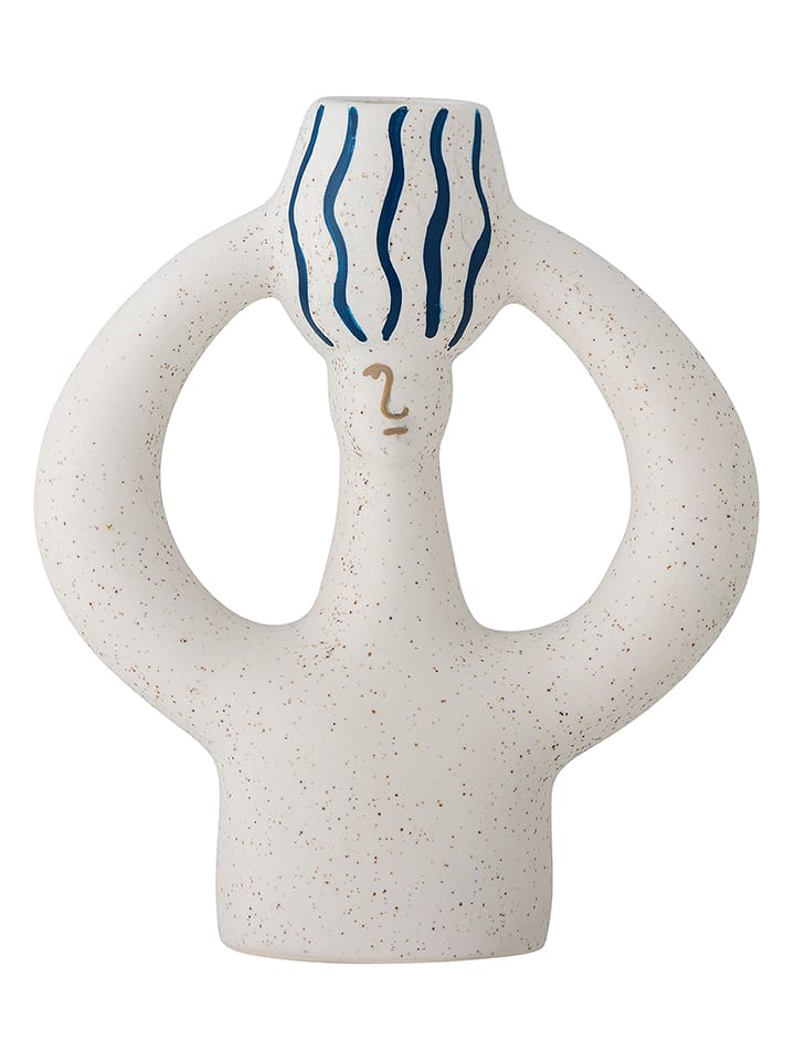 Bloomingville Kerzenhalter ''Hatty'' in Weiß/ Blau - (B)14 x (H)17 x (T)6 cm - onesize
